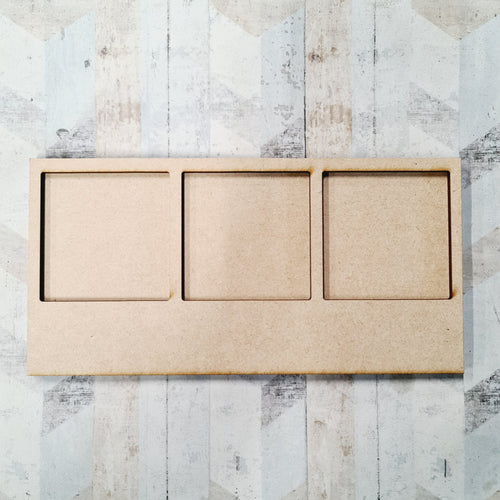 OL1275 - MDF Landscape Double Layered Three  Photo Frame  - optional hanging holes - Olifantjie - Wooden - MDF - Lasercut - Blank - Craft - Kit - Mixed Media - UK
