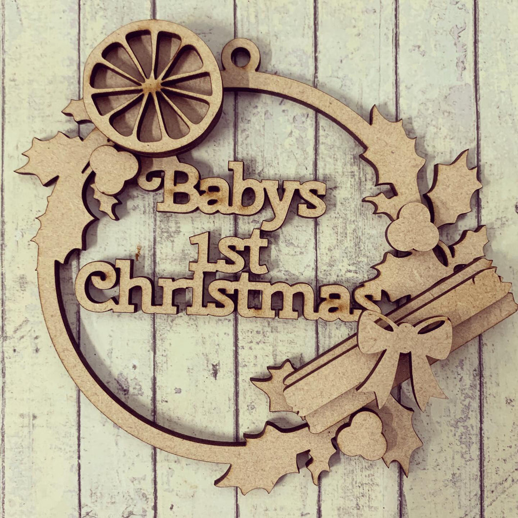 HI014 - MDF Personalised Hanging Circle Name  10cm - Orange & Cinnamon - Olifantjie - Wooden - MDF - Lasercut - Blank - Craft - Kit - Mixed Media - UK