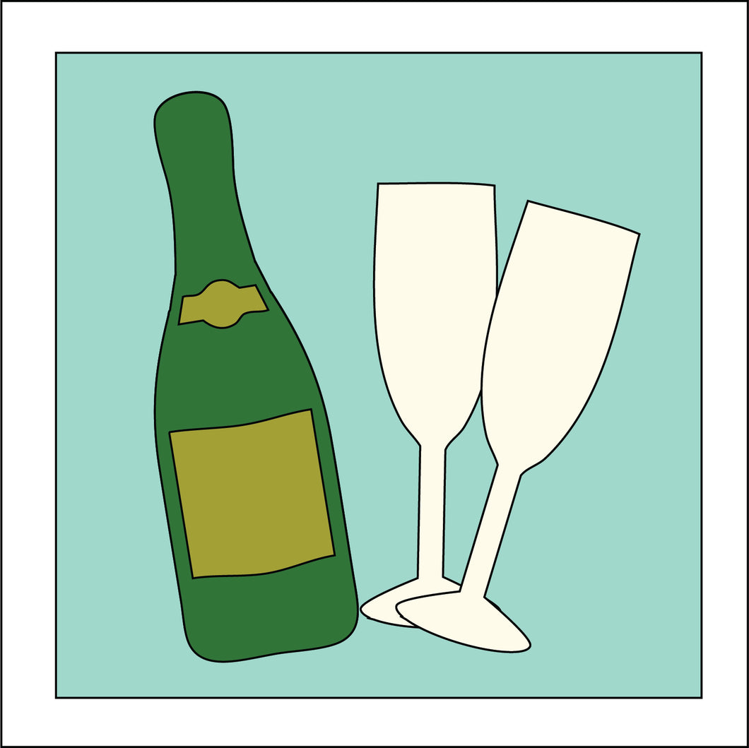OL3173 - MDF Ladder Insert Tile - Champagne and glasses - Olifantjie - Wooden - MDF - Lasercut - Blank - Craft - Kit - Mixed Media - UK