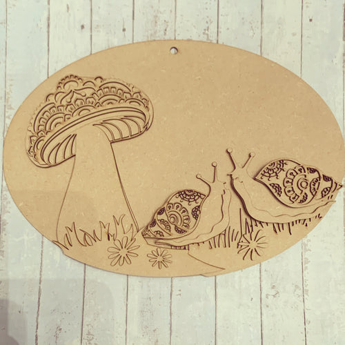 HC108 - MDF Large Giant Snail Plaque - Olifantjie - Wooden - MDF - Lasercut - Blank - Craft - Kit - Mixed Media - UK