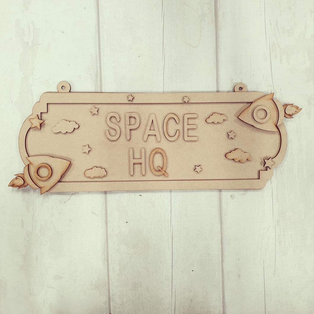 SS131 - MDF Rockets Themed Personalised Double Height Street Sign - Olifantjie - Wooden - MDF - Lasercut - Blank - Craft - Kit - Mixed Media - UK