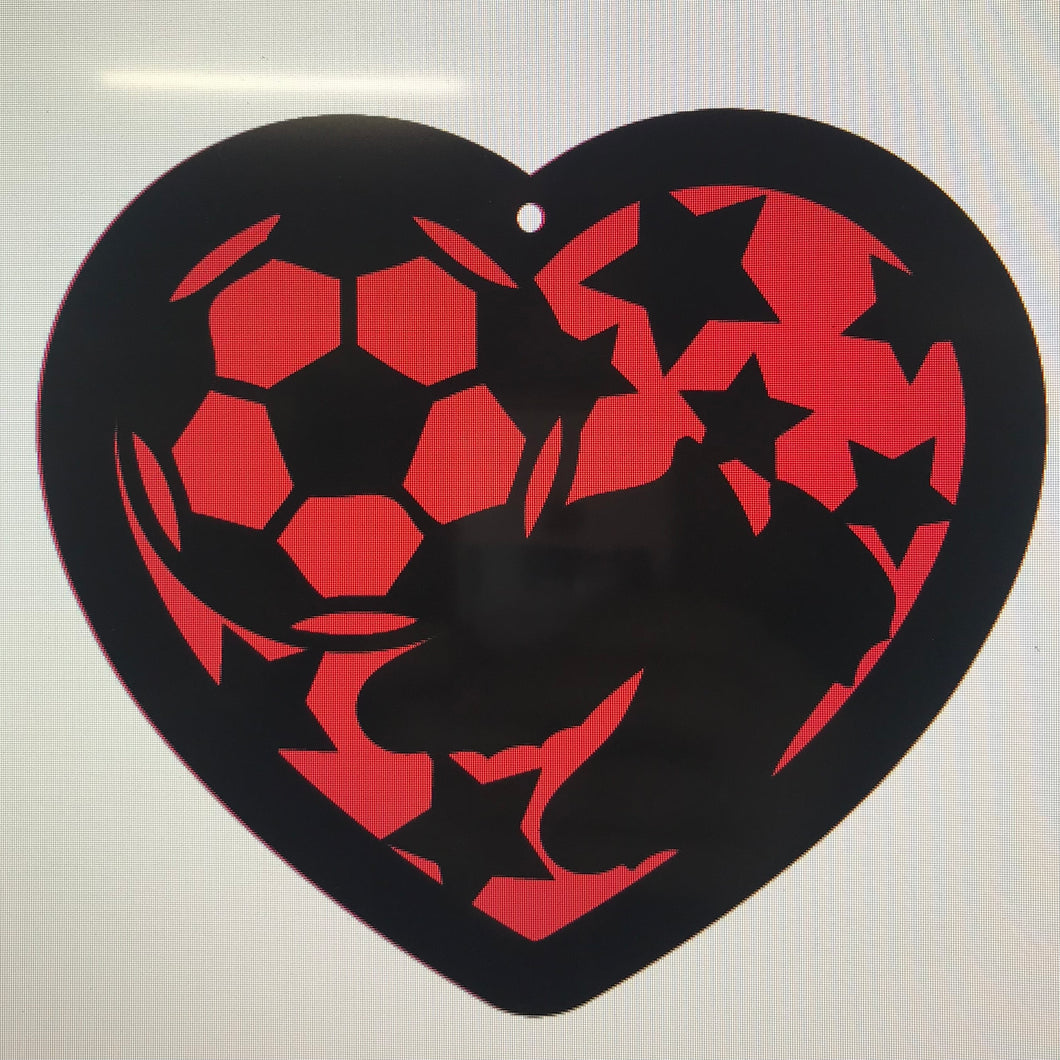 HB029 - MDF Hanging Heart - Personalised Layered Theme - Football - Olifantjie - Wooden - MDF - Lasercut - Blank - Craft - Kit - Mixed Media - UK