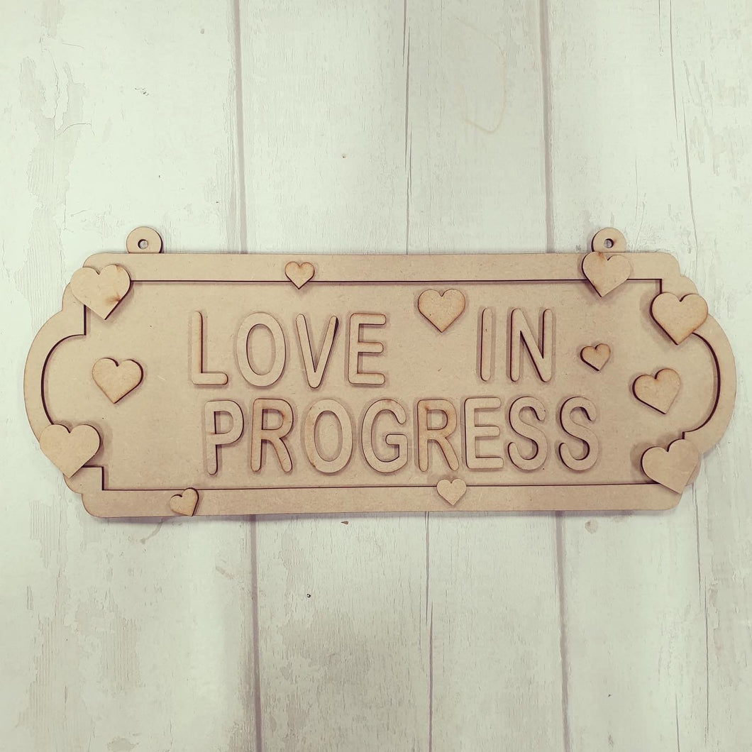 SS125 - MDF Heart Themed Personalised Double Height Street Sign - Olifantjie - Wooden - MDF - Lasercut - Blank - Craft - Kit - Mixed Media - UK