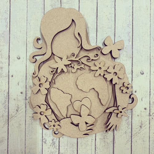 SJ221 - MDF Sarah Jane Mother Earth World - Olifantjie - Wooden - MDF - Lasercut - Blank - Craft - Kit - Mixed Media - UK