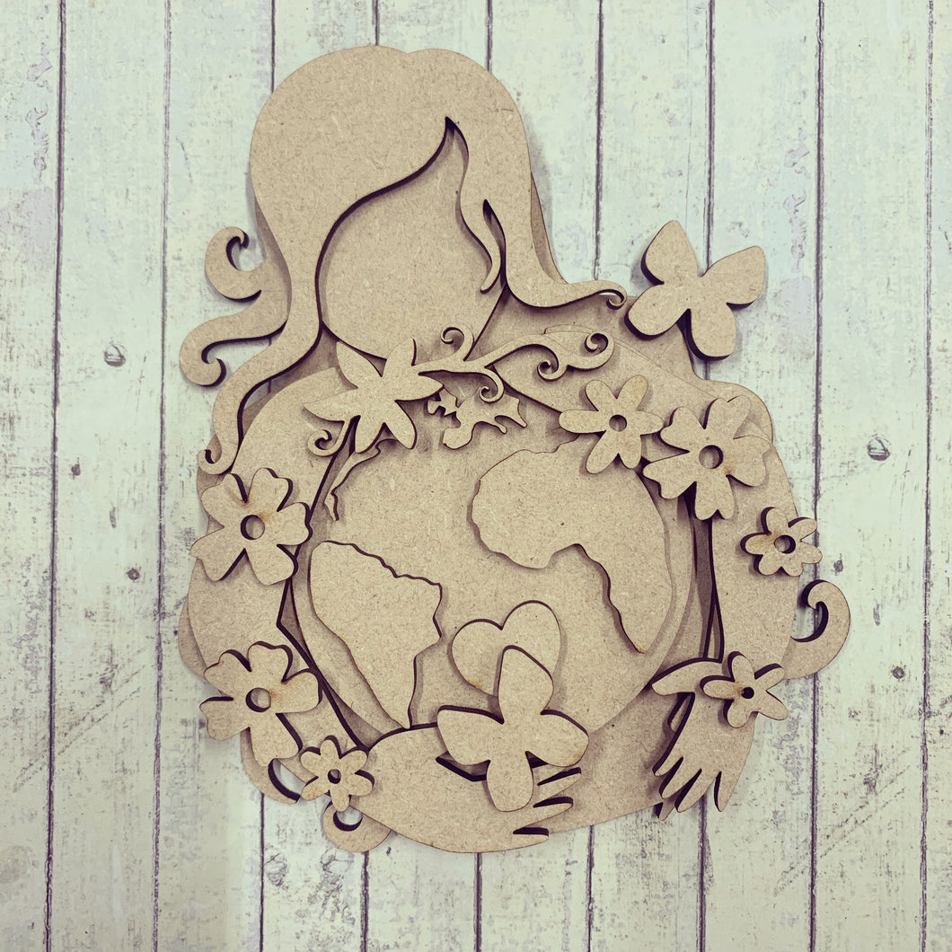 SJ221 - MDF Sarah Jane Mother Earth World - Olifantjie - Wooden - MDF - Lasercut - Blank - Craft - Kit - Mixed Media - UK