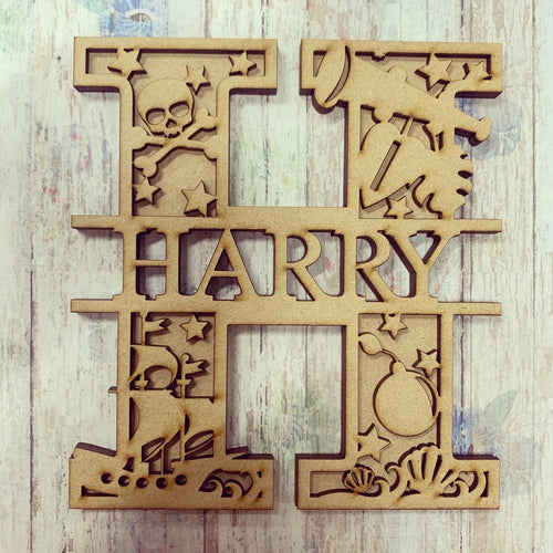 SL021 - Pirate Themed Split Layered Personalised Letter - Olifantjie - Wooden - MDF - Lasercut - Blank - Craft - Kit - Mixed Media - UK