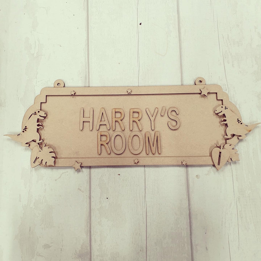 SS104 - MDF Dinosaur Themed Personalised Double Height Street Sign - Olifantjie - Wooden - MDF - Lasercut - Blank - Craft - Kit - Mixed Media - UK