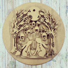 HC104 - MDF Bunny Lantern Scene Layered Plaque - Olifantjie - Wooden - MDF - Lasercut - Blank - Craft - Kit - Mixed Media - UK