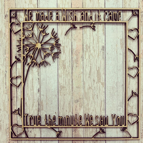 OL545 - MDF Made a wish Box Frame Insert - Optional Backing - Olifantjie - Wooden - MDF - Lasercut - Blank - Craft - Kit - Mixed Media - UK
