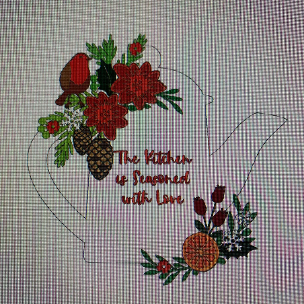 Sale OL739 - MDF Personalised (upto 3 lines) Large Floral Tall Teapot - Christmas - Olifantjie - Wooden - MDF - Lasercut - Blank - Craft - Kit - Mixed Media - UK