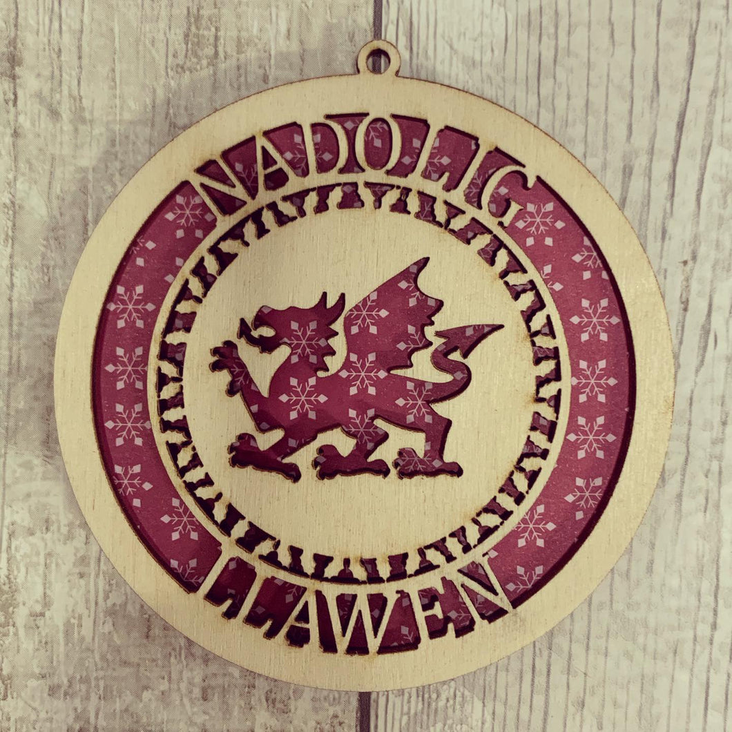 OL345 - Dragon Themed MDF or Birch Bauble - Olifantjie - Wooden - MDF - Lasercut - Blank - Craft - Kit - Mixed Media - UK