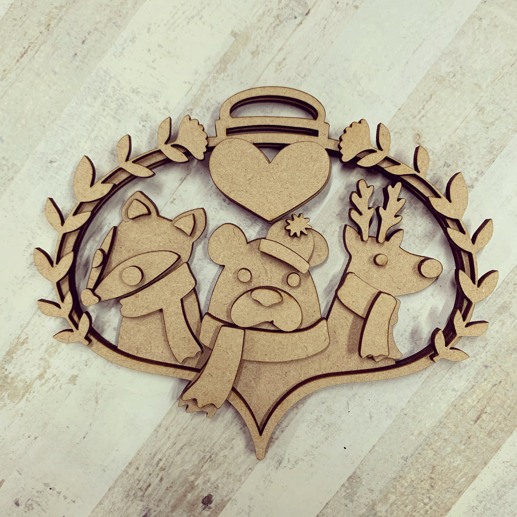 SJ268 - MDF Sarah Jane Woodland Friends - Bauble Hanging Decoration - Olifantjie - Wooden - MDF - Lasercut - Blank - Craft - Kit - Mixed Media - UK