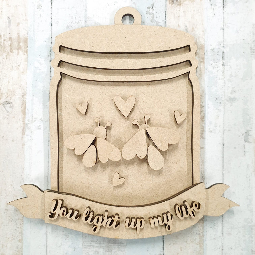 Sale OL645 - MDF Fireflies Hanging Jar - You light up my life - Olifantjie - Wooden - MDF - Lasercut - Blank - Craft - Kit - Mixed Media - UK