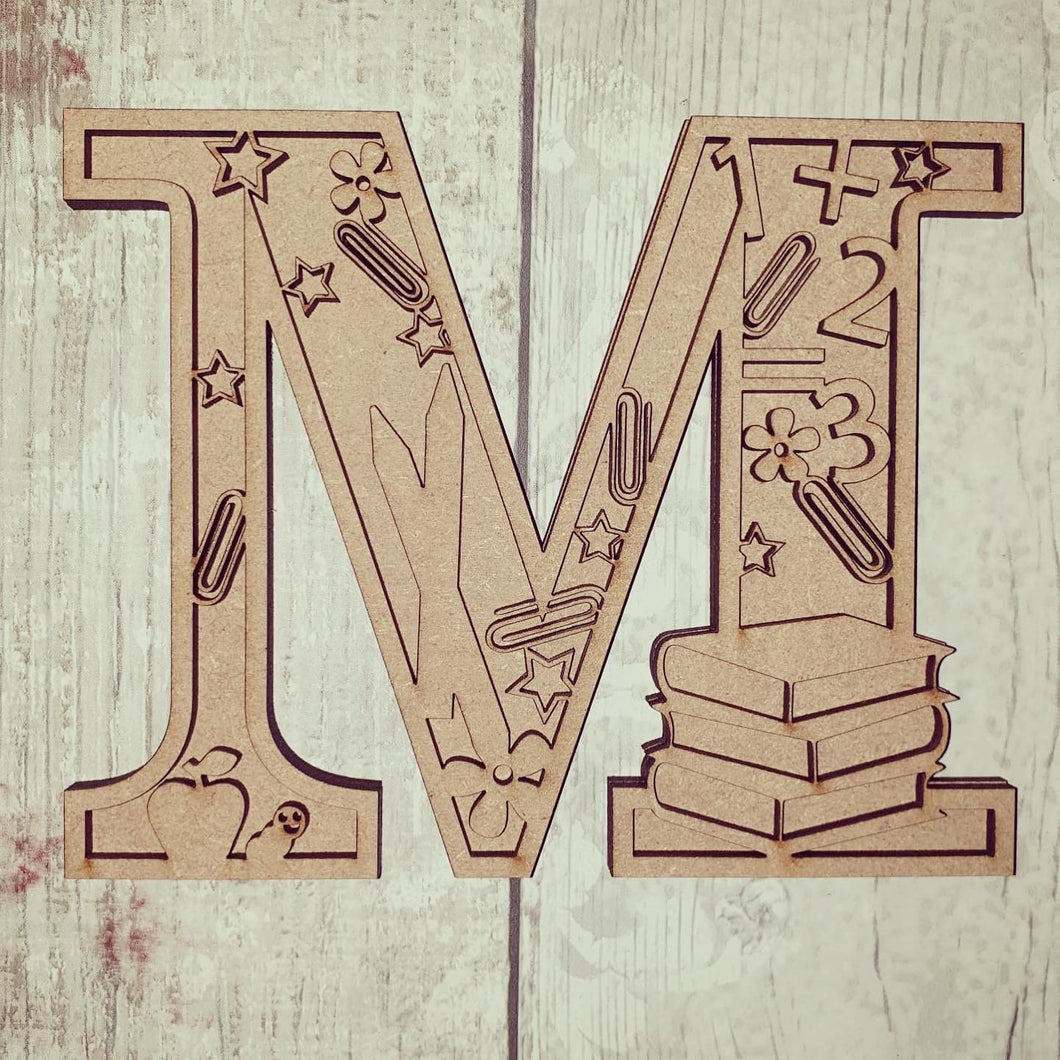 SL048 - School Themed Split Layered Personalised With Name Letter - Olifantjie - Wooden - MDF - Lasercut - Blank - Craft - Kit - Mixed Media - UK