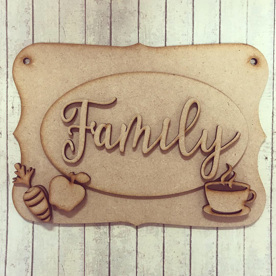 OP028 - MDF Kitchen Coffee Tea Food Themed Personalised Plaque - Olifantjie - Wooden - MDF - Lasercut - Blank - Craft - Kit - Mixed Media - UK