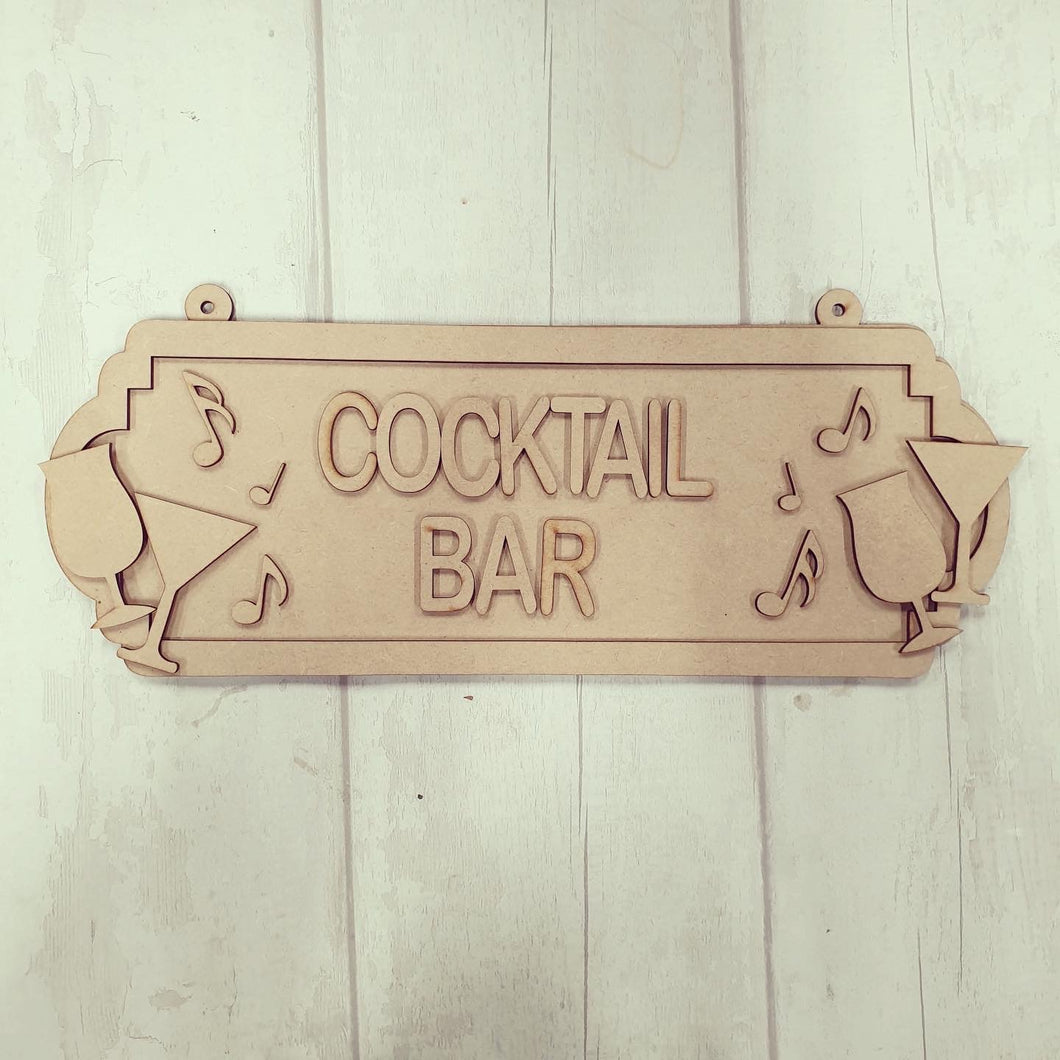 SS129 - MDF Cocktail Themed Personalised Double Height Street Sign - Olifantjie - Wooden - MDF - Lasercut - Blank - Craft - Kit - Mixed Media - UK