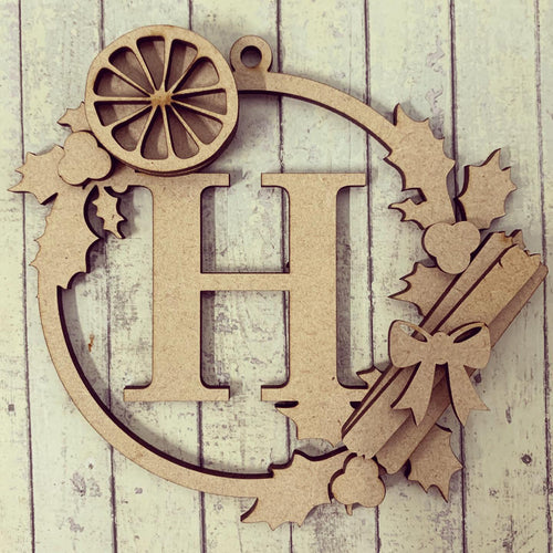 HI011 - MDF Personalised Hanging Circle Initial 10cm - Orange & Cinnamon - Olifantjie - Wooden - MDF - Lasercut - Blank - Craft - Kit - Mixed Media - UK