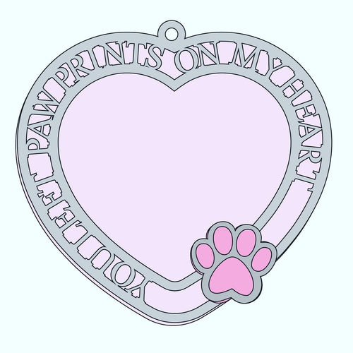 HB016 - MDF Hanging Heart -  You Leave paw prints on my heart - Olifantjie - Wooden - MDF - Lasercut - Blank - Craft - Kit - Mixed Media - UK