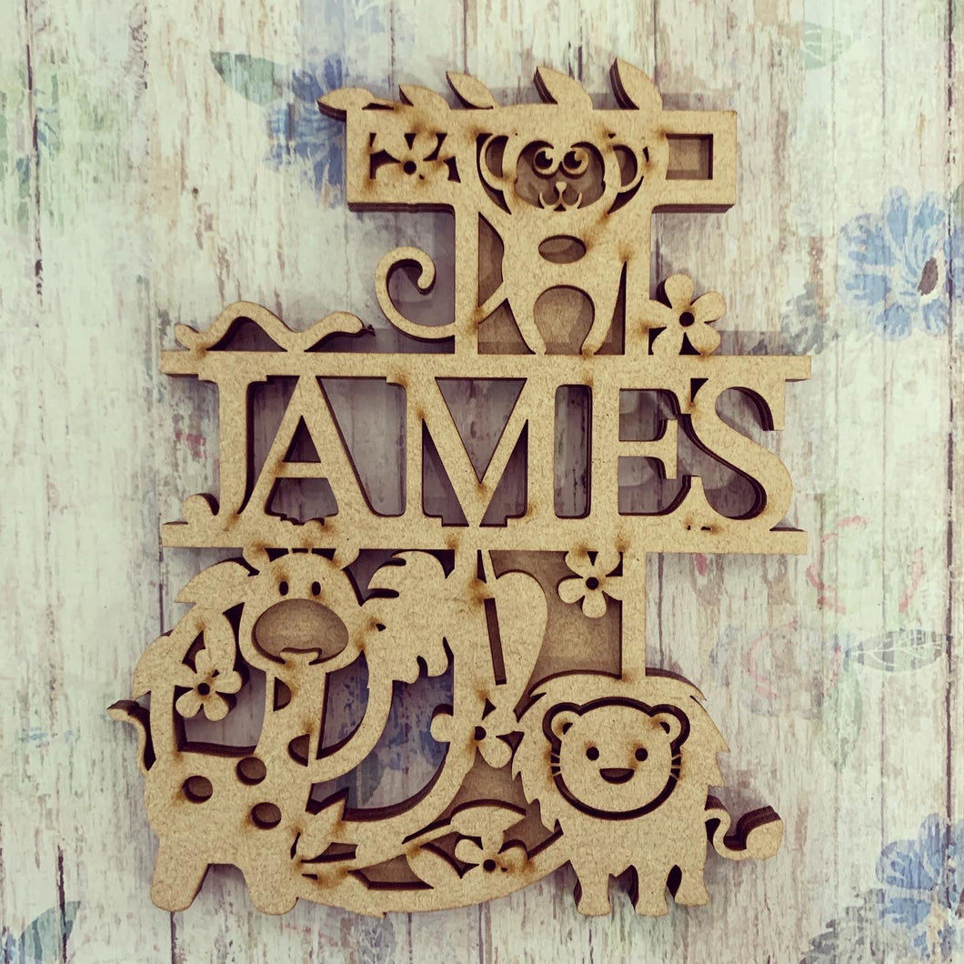 SL036 - Jungle Safari Zoo Themed Split Layered Personalised Letter - Olifantjie - Wooden - MDF - Lasercut - Blank - Craft - Kit - Mixed Media - UK