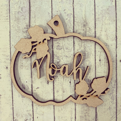 HI015 - MDF Personalised Hanging Pumpkin - Olifantjie - Wooden - MDF - Lasercut - Blank - Craft - Kit - Mixed Media - UK