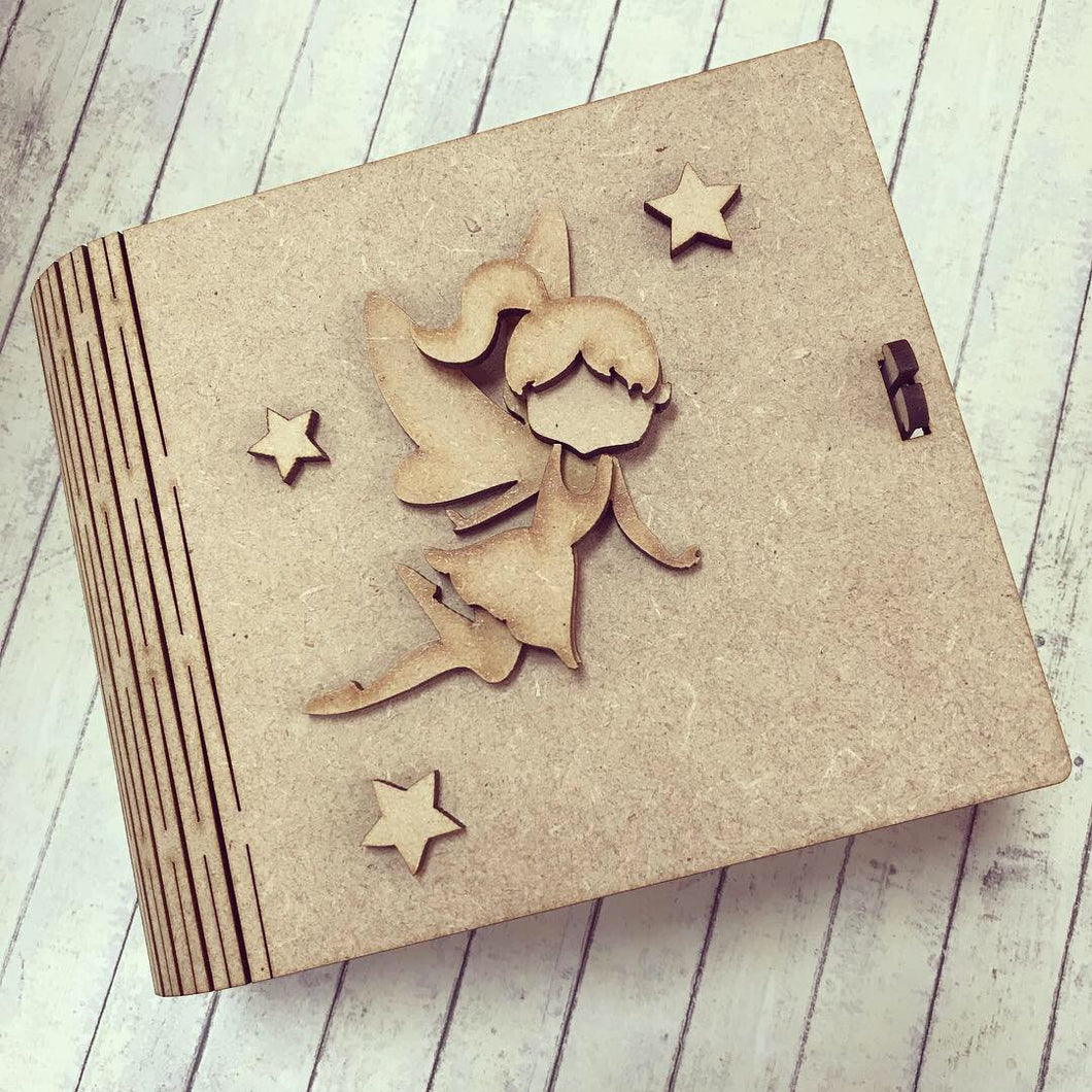 BX012 - MDF Fairy Themed Box - Olifantjie - Wooden - MDF - Lasercut - Blank - Craft - Kit - Mixed Media - UK