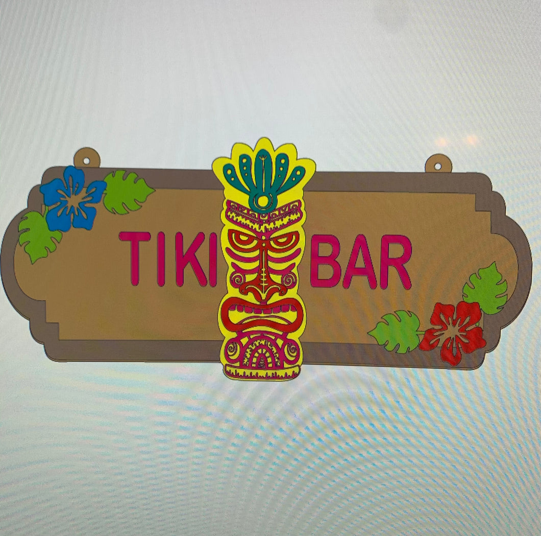 SS138 - MDF TIKI Themed Personalised Double Height Street Sign - Olifantjie - Wooden - MDF - Lasercut - Blank - Craft - Kit - Mixed Media - UK