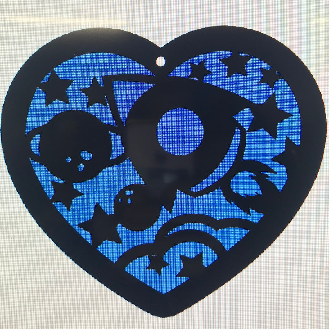 HB034 - MDF Hanging Heart - Personalised Layered Theme - Space - Olifantjie - Wooden - MDF - Lasercut - Blank - Craft - Kit - Mixed Media - UK