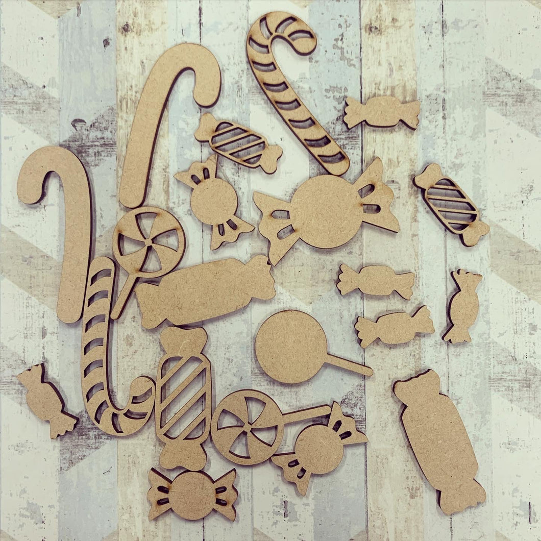 Sale OL393 - MDF Mixed Sweets 35g - Olifantjie - Wooden - MDF - Lasercut - Blank - Craft - Kit - Mixed Media - UK