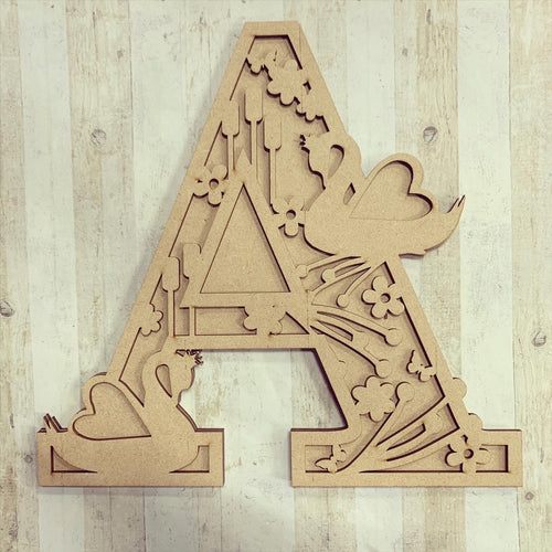 SL017 - Swan Themed Split Layered Personalised Letter - Olifantjie - Wooden - MDF - Lasercut - Blank - Craft - Kit - Mixed Media - UK