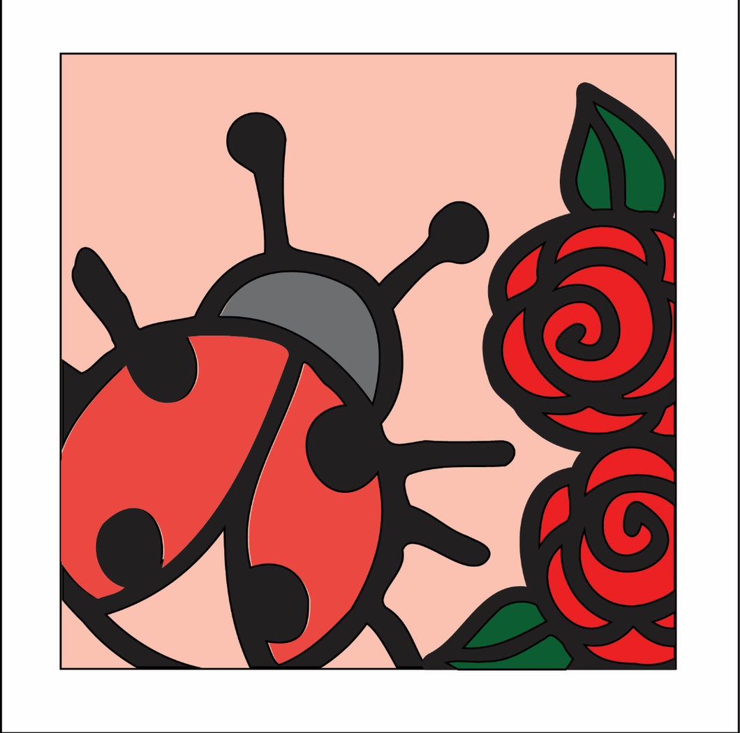 OL3156 - MDF Ladder Insert Tile - Doodle Ladybird 1 - Olifantjie - Wooden - MDF - Lasercut - Blank - Craft - Kit - Mixed Media - UK