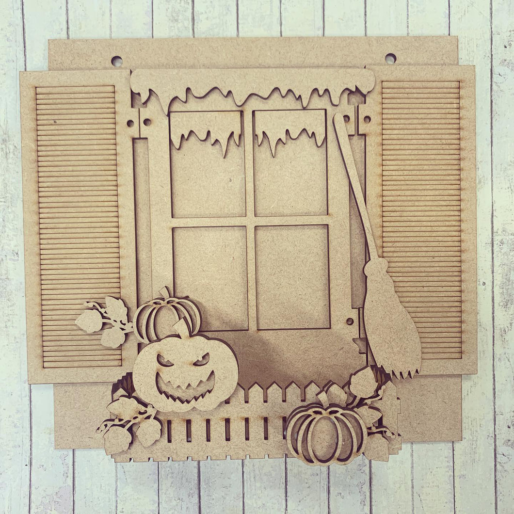 Sale OL309 - MDF Halloween 3D Shutter Window Box - Olifantjie - Wooden - MDF - Lasercut - Blank - Craft - Kit - Mixed Media - UK