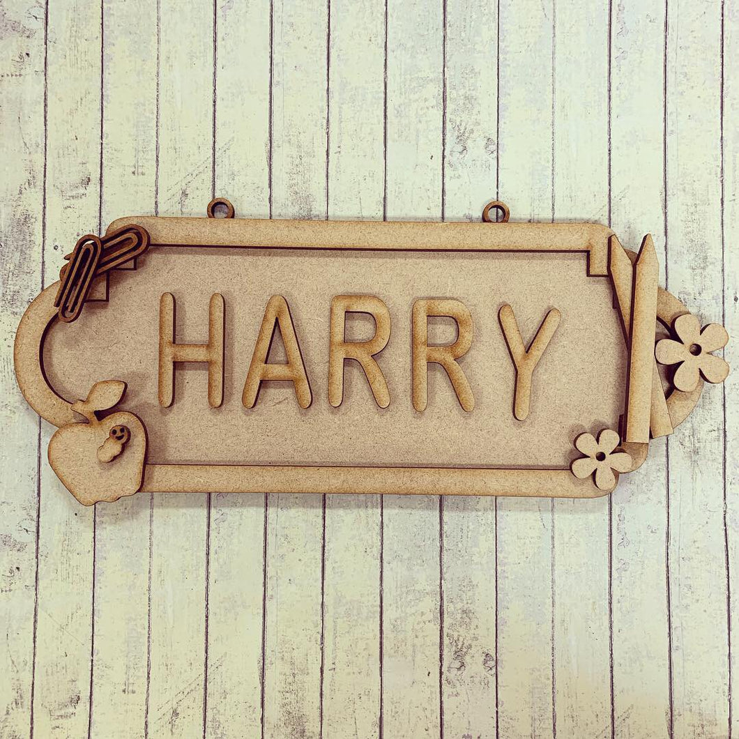 SS091 - MDF School Personalised Street Sign - Medium (8 letters) - Olifantjie - Wooden - MDF - Lasercut - Blank - Craft - Kit - Mixed Media - UK