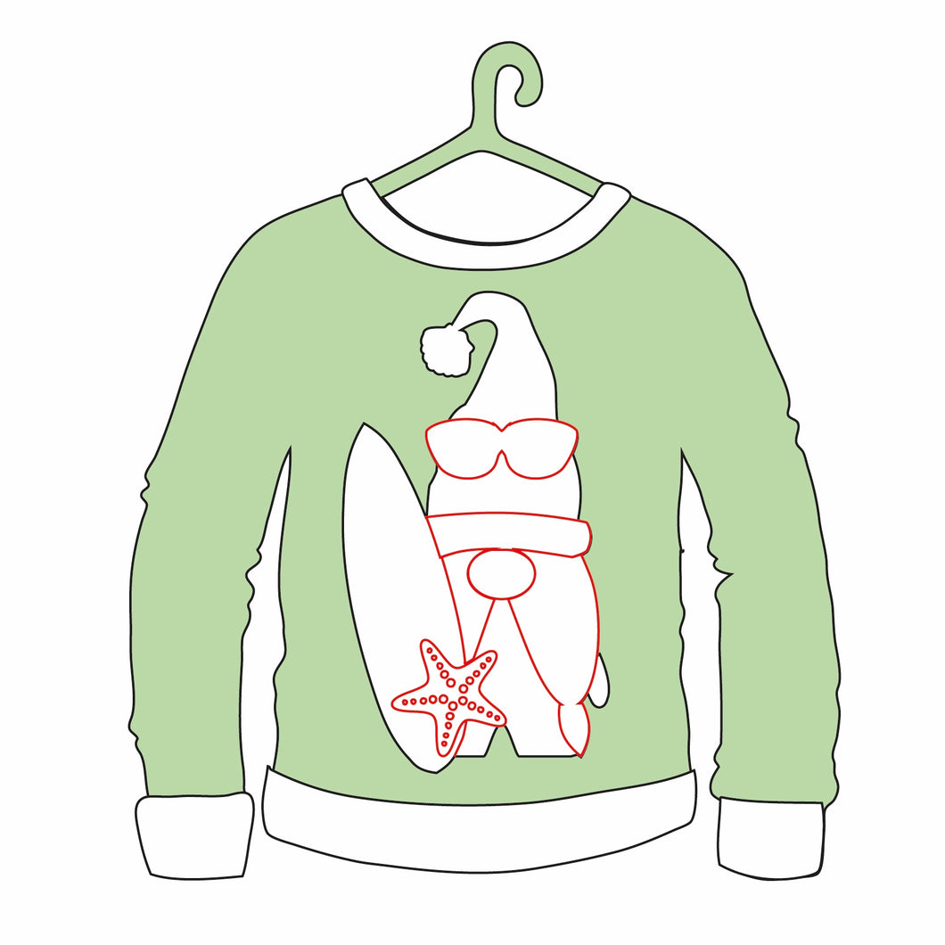 OL1201 - MDF Jumper - Female Surfboard Gnome - Olifantjie - Wooden - MDF - Lasercut - Blank - Craft - Kit - Mixed Media - UK