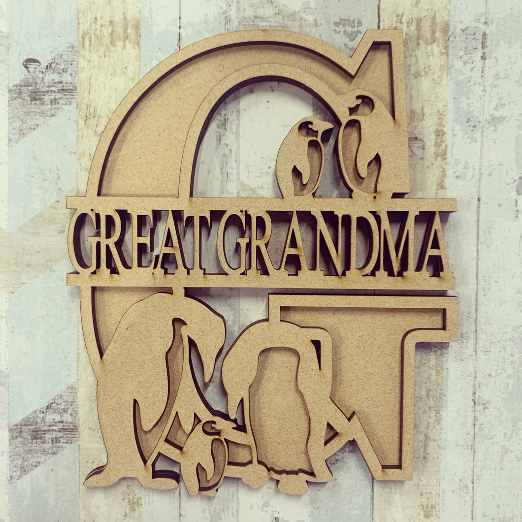 SL054 -  Penguin Themed Split Layered Personalised With Name Letter - Olifantjie - Wooden - MDF - Lasercut - Blank - Craft - Kit - Mixed Media - UK