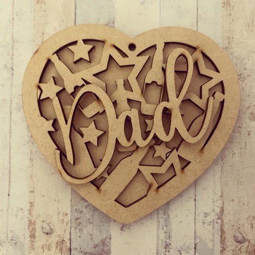HB026 - MDF Hanging Heart -  Personalised Layered Theme - Beer Bottle - Olifantjie - Wooden - MDF - Lasercut - Blank - Craft - Kit - Mixed Media - UK