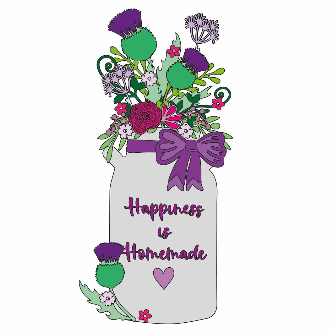 OL817- MDF Personalised (upto 3 lines) Large Floral Milk Churn - Thistle - Olifantjie - Wooden - MDF - Lasercut - Blank - Craft - Kit - Mixed Media - UK