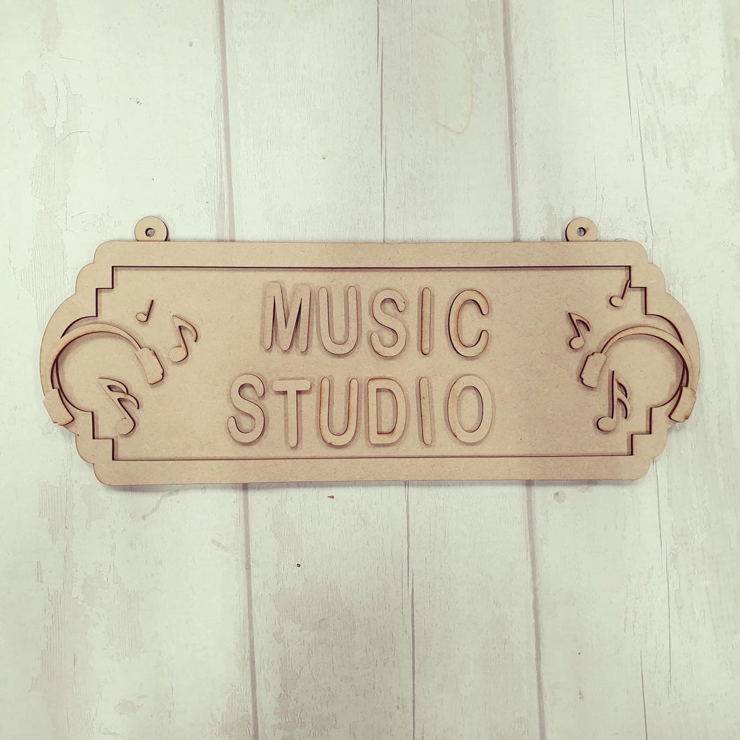 SS126 - MDF Headphone Themed Personalised Double Height Street Sign - Olifantjie - Wooden - MDF - Lasercut - Blank - Craft - Kit - Mixed Media - UK