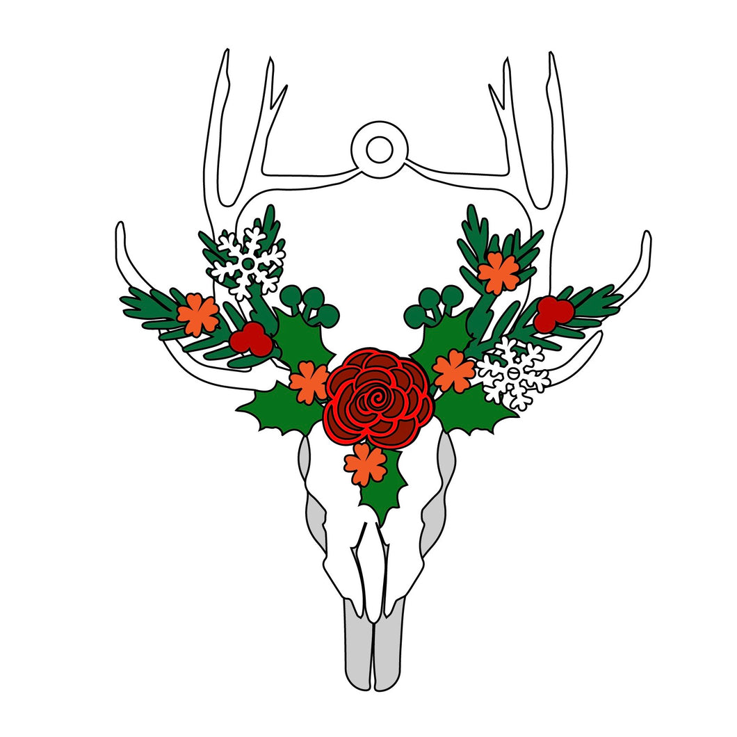 Sale OL431 - MDF Layered Steer Head Christmas Ornate Bauble - Olifantjie - Wooden - MDF - Lasercut - Blank - Craft - Kit - Mixed Media - UK
