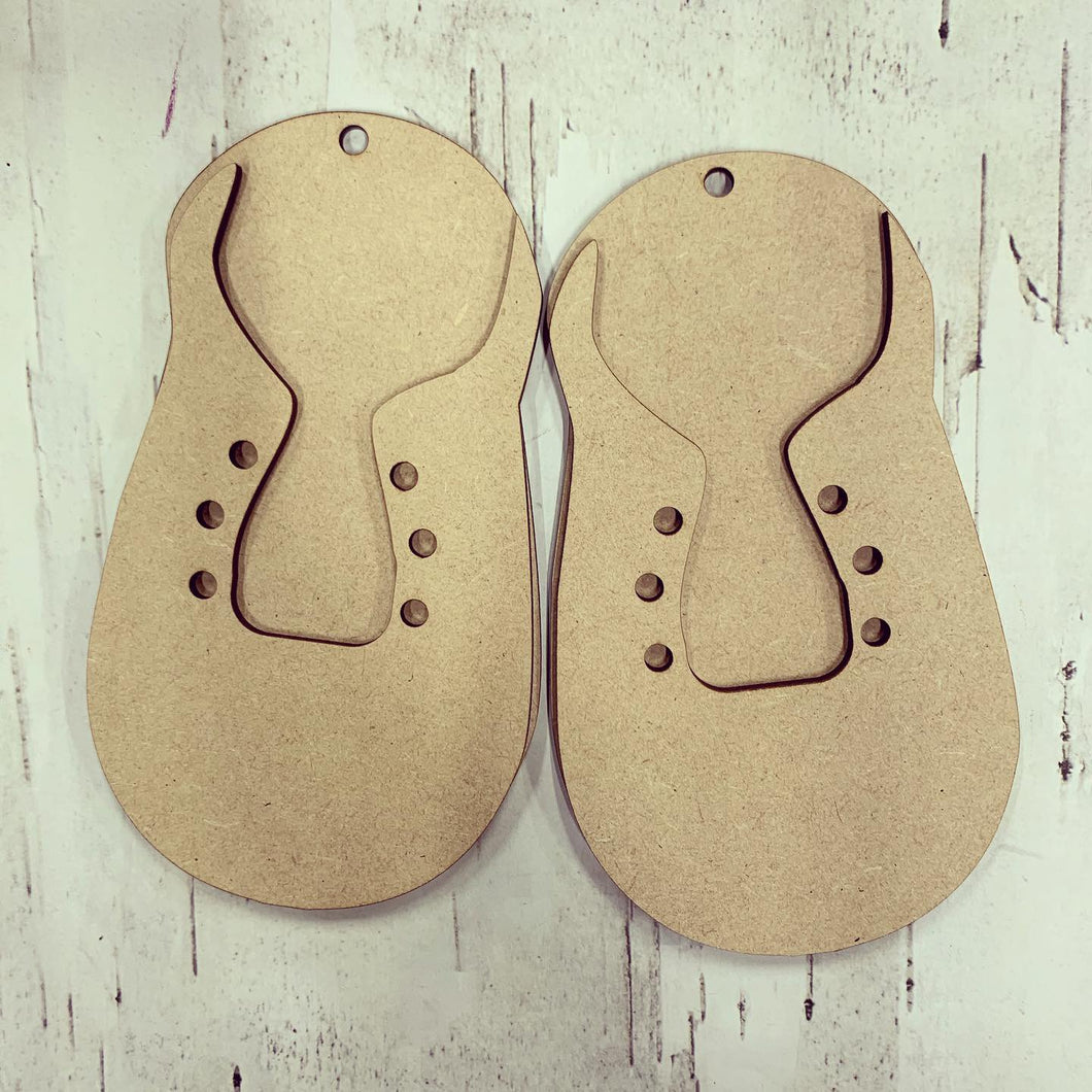 Sale OL323 - MDF Double Layered Baby Individual Booties /Shoes - Olifantjie - Wooden - MDF - Lasercut - Blank - Craft - Kit - Mixed Media - UK