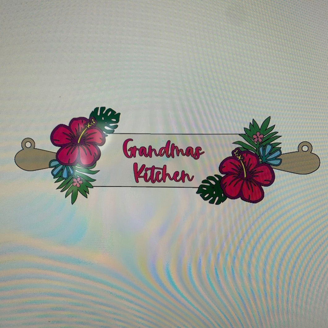 Sale OL753 - MDF Personalised Floral Rolling Pin - Tropical - Olifantjie - Wooden - MDF - Lasercut - Blank - Craft - Kit - Mixed Media - UK