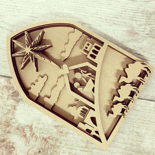 HC121 - MDF Flat Nativity layered Scene - Olifantjie - Wooden - MDF - Lasercut - Blank - Craft - Kit - Mixed Media - UK