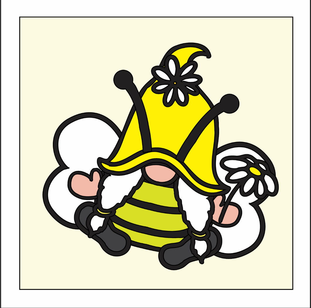 OL3144 - MDF Ladder Insert Tile - Doodle Female Bee Gnome - Olifantjie - Wooden - MDF - Lasercut - Blank - Craft - Kit - Mixed Media - UK