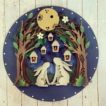 HC104 - MDF Bunny Lantern Scene Layered Plaque - Olifantjie - Wooden - MDF - Lasercut - Blank - Craft - Kit - Mixed Media - UK