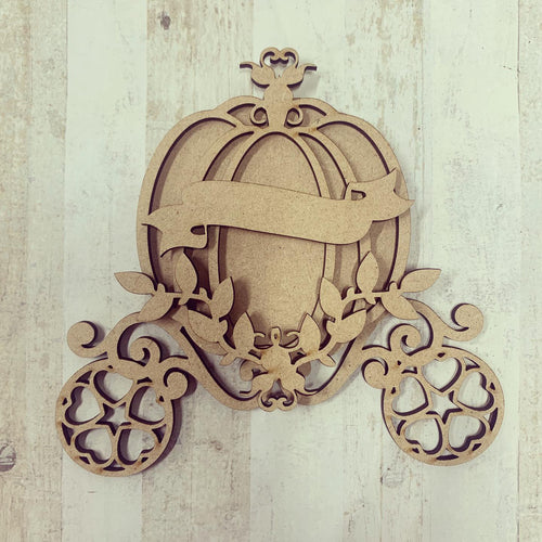 OL331 - MDF Pumpkin Carriage Bauble Hanging - Olifantjie - Wooden - MDF - Lasercut - Blank - Craft - Kit - Mixed Media - UK