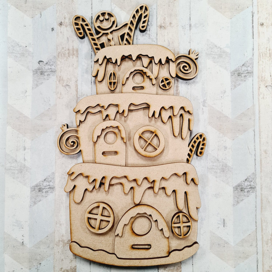 Sale OL1062 - MDF Layered Gingerbread House Cake Set - Olifantjie - Wooden - MDF - Lasercut - Blank - Craft - Kit - Mixed Media - UK
