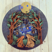 HC104 - MDF Bunny Lantern Scene Layered Plaque - Olifantjie - Wooden - MDF - Lasercut - Blank - Craft - Kit - Mixed Media - UK
