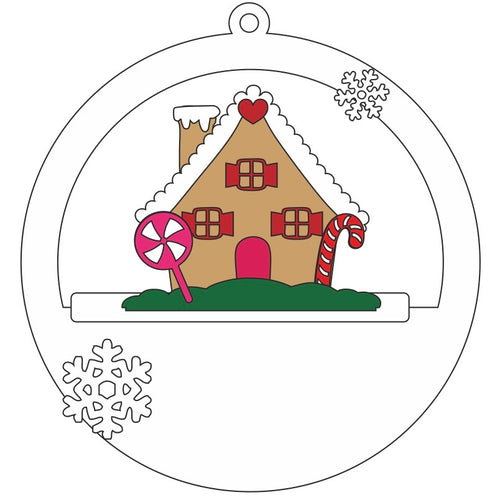 CH399 - MDF Christmas 3D layered bauble -  Gingerbread House - Olifantjie - Wooden - MDF - Lasercut - Blank - Craft - Kit - Mixed Media - UK