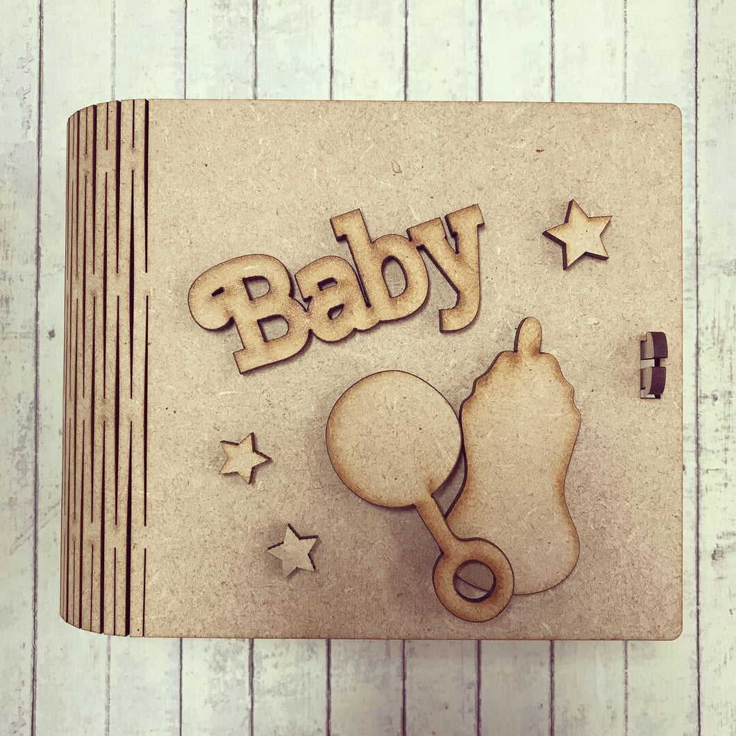 BX009 - MDF Baby Themed Box - Olifantjie - Wooden - MDF - Lasercut - Blank - Craft - Kit - Mixed Media - UK