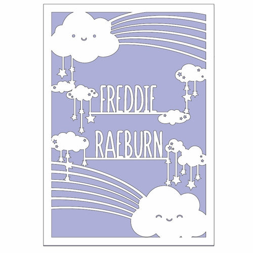 OL536 - MDF A4 Personalised Cute Rainbow Cloud  Plaque - Olifantjie - Wooden - MDF - Lasercut - Blank - Craft - Kit - Mixed Media - UK