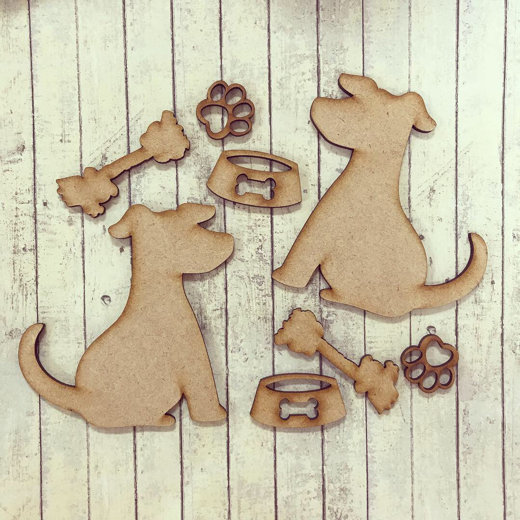 Sale OL282 - MDF Dog - Set of 2 - Olifantjie - Wooden - MDF - Lasercut - Blank - Craft - Kit - Mixed Media - UK